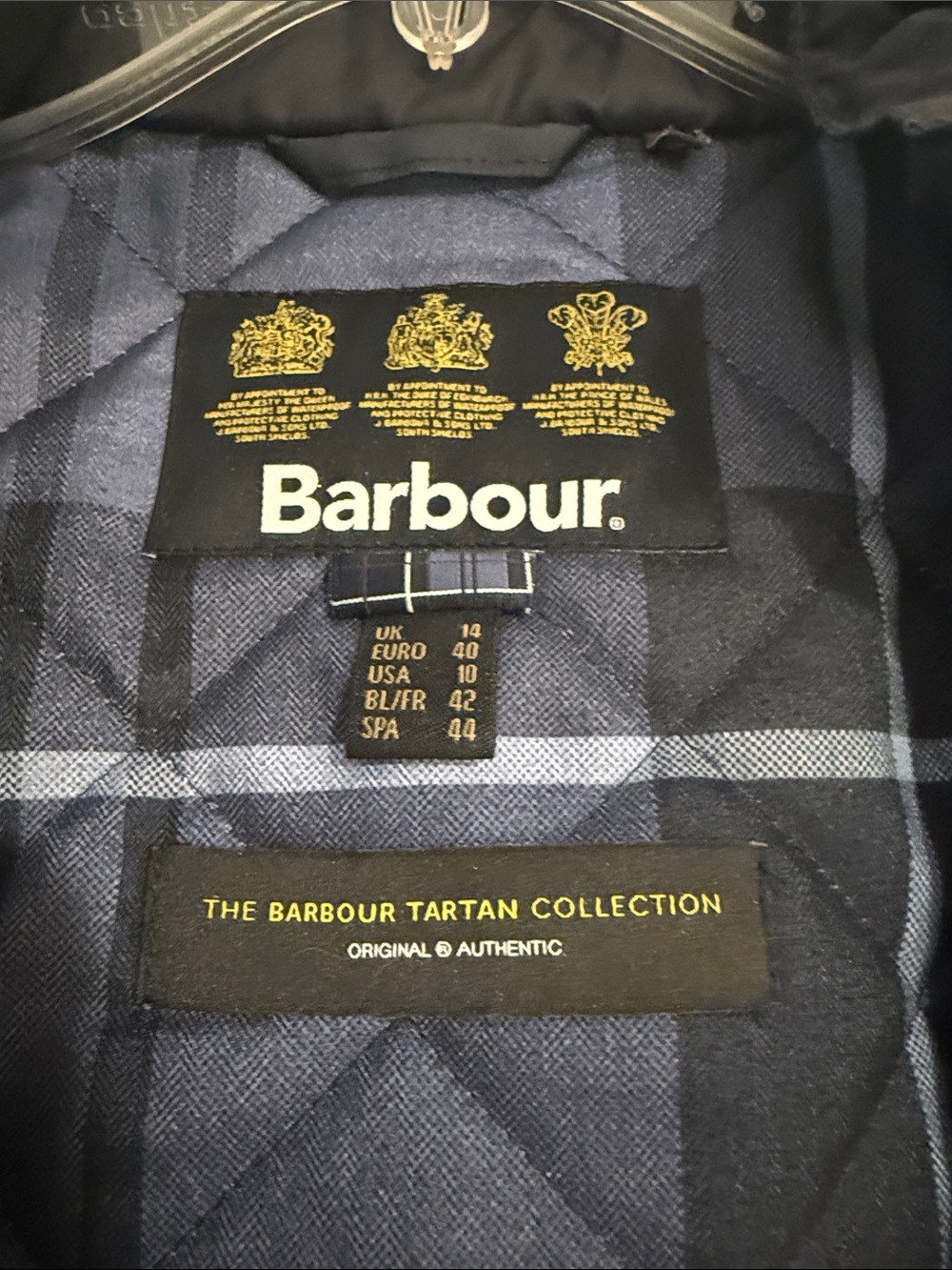 Barbour Women’s Navy Hooded Field Jacket (Una, Tartan Collection) - Picture 2 of 7